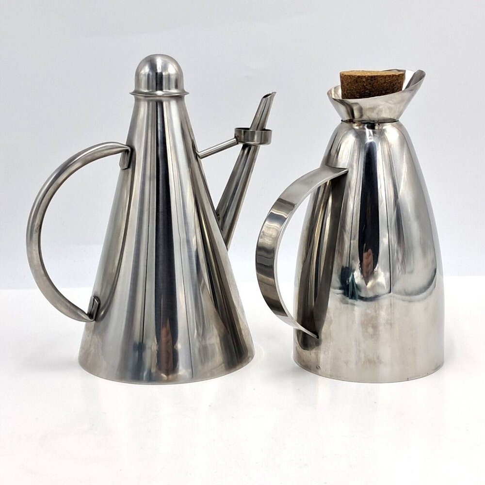 IPac Oil and Vinegar Bottles Stainless Steel 18/10-Made in Italy-Vintage